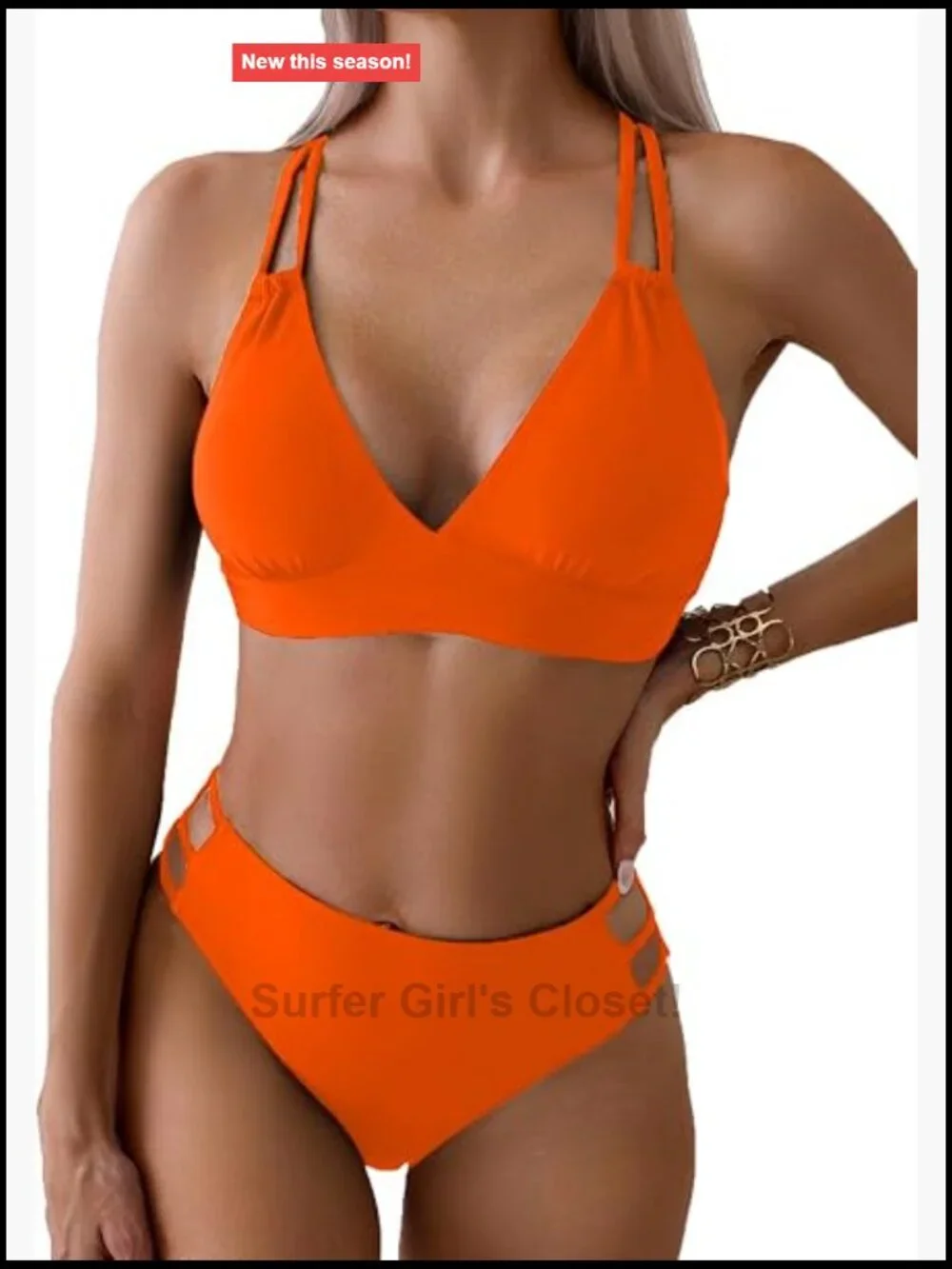 Women's V-Neck Push Up Bikini Set with Criss Cross Back